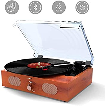 Record Player Turntable for Vinyl Record Wireless 3-Speed Belt-Driven with Stereo Speakers Vintage Vinyl Record Player