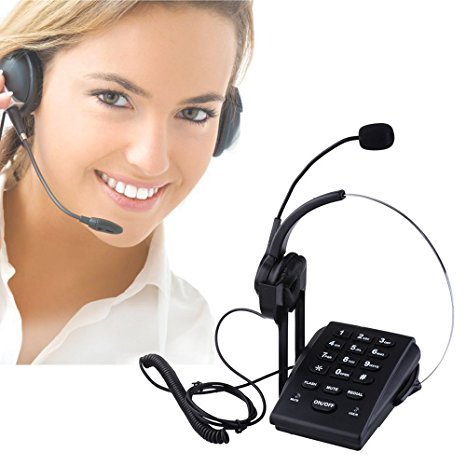 Bizoerade Call Center Dialpad Monaural Corded Headset Telephone with Noise Cancellation, Pc Recording Function Ideal for Small Offices and Home-based Agents