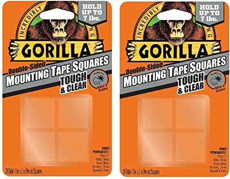 Gorilla 6067201 Mounting Tape Squares, Tough & Clear (2 Pack)