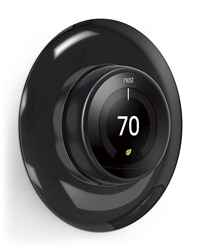 elago Wall Plate Cover for Nest Learning Thermostat [Mirror Black] - [Exact Color Match with Nest][Double Coated][UV Resistant][Hard ABS Material][Easy Installation] - for 1st, 2nd, 3rd generation