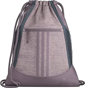 adidas Alliance Sackpack Drawstring Backpack Gym Bag, Jersey Preloved Fig Light Purple/Preloved Fig Purple/Silver Metallic, One Size