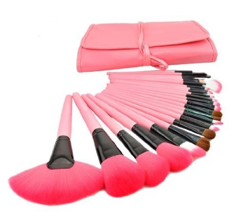 CITY Makeup Brushes 24pcs Professional Wool Cosmetic Makeup Brush Set with Leather Pouch 24 Count Bursh set For Eye Shadow, Blush, Concealer, Etc