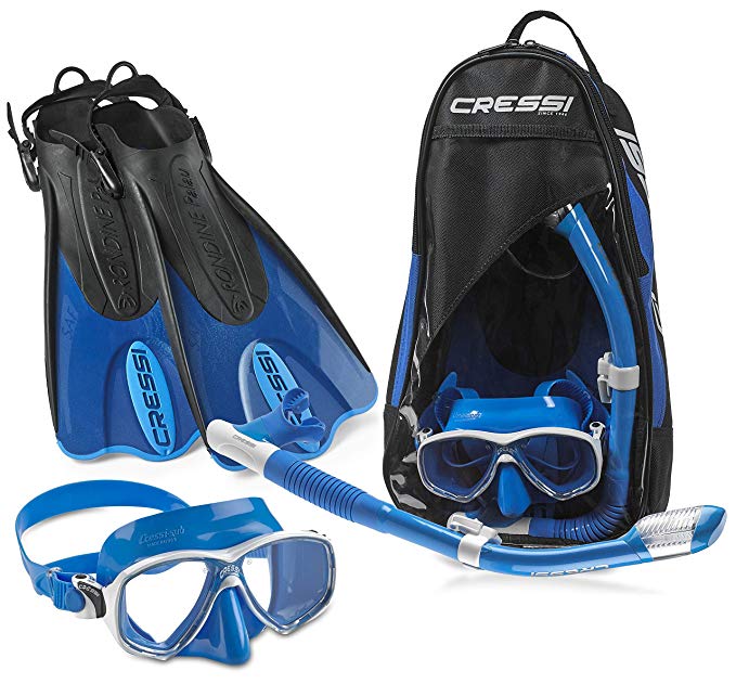 Cressi Made in Italy Palau Short Brisbane Mask Fin Snorkel Set