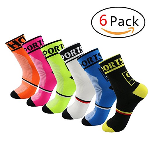 Yijiujiuer 3 Pack Men's Cycling Socks Sports Running Socks for Size 6-11