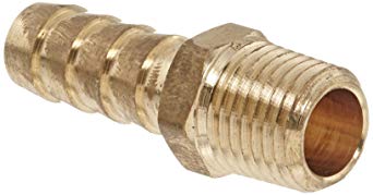 Anderson Metals 57001 Brass Hose Fitting, Adapter, 3/8" Barb x 1/4" NPT Male Pipe