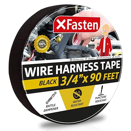XFasten Wire Harness Tape - 3/4" x 90 Foot (Single Roll), High Temp Wiring Loom Harness Self-Adhesive Felt Cloth Electrical Tape for Automotive Engine and Electrical Wiring