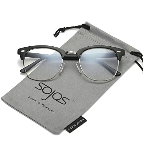 SojoS Clubmaster Semi Rimless Polarized Sunglasses Clear Lens Eyeglasses SJ5018 SJ1043 SJ2019