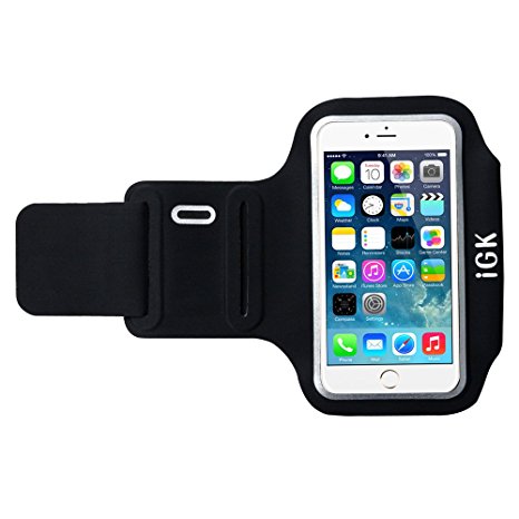 iPhone 7 Armband,Water Resistant Sweat proof Super Soft and Thin Sports Armband for iPhone 7/7S/6S/6/5S/5/5C/4/4S Samsung Galaxy S7 with Dual Arm-Size Slots and Key Holder (Black, Lycra)