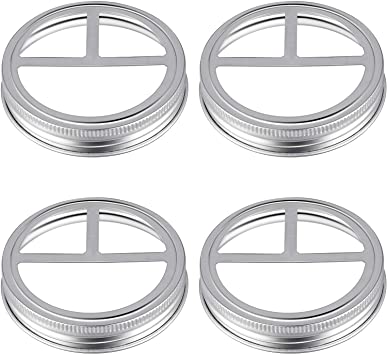 4 Pieces Stainless Steel Toothbrush Holder Jar Toothbrush Holder Lid Bathroom Accessories for 16 Ounce Ball Mason Jar or Wide Mouth Pint Jar