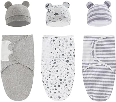 Baby Swaddle Blanket for 0-3 Months 3-Pack Baby Essentials for Newborn Girls Boys(Grey Set)