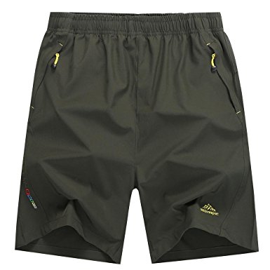 Spvoltereta Men's 7,15 Inch Lightweight Quick Dry Sports Shorts with Zip Pockets