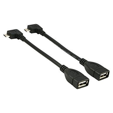 Micro USB 2.0 Host OTG On-The-Go Cable Adapter For Android Smart Phone Black 5inch (Right Angle) 2-Pack