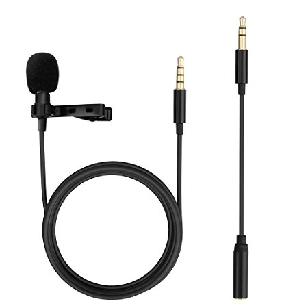 Moreslan Lavalier Microphone, Lapel Mic with headphone jack, Clip-on Omnidirectional Condenser Microphone for iPhone, Android & Windows Smartphones for Recording Youtube Interview Video