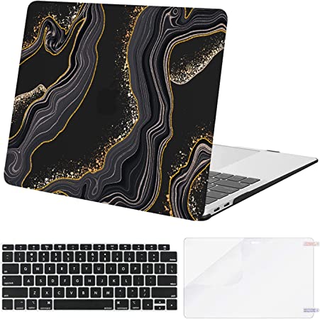 MOSISO Compatible with MacBook Air 13 inch Case 2022 2021 2020 2019 2018 Release A2337 M1 A2179 A1932 Retina Display, Plastic Pattern Hard Shell Case&Keyboard Cover&Screen Protector, Corrugated Marble