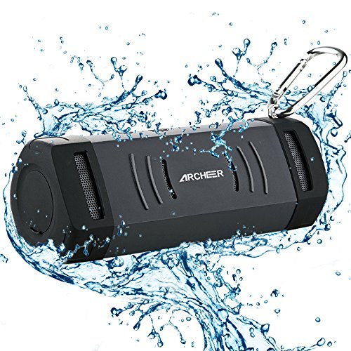 Archeer Bluetooth Speaker Portable Outdoor Water Resistent, Dustproof, Anti-scratch, Shockproof Amplifier, 1500mAh Battery Up to 12 Hours play, Work for iPhone, iPad, Samsung, Android Smartphones, mp3 Players and Tablets, Built in Mic for personal Handsfree Speakerphone(black)