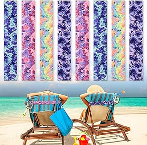 Boao 8 Pcs Large Towel Bands for Beach Chairs 15.75 x 1.97 Inch Cruise Towel Clips for Lounge Beach Pool Chairs Towel Strap Holder Elastic Windproof Beach Accessories for Summer (Elegant Style)