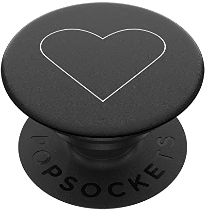 PopSockets PopGrip - Expanding Stand and Grip with Swappable Top - White Heart Black