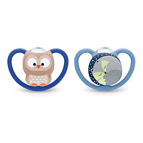 NUK Space Orthodontic Pacifiers, 6-18 Months, 2 Pack (Color/design may vary)