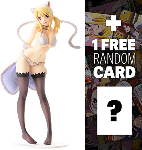 Lucy Heartfilia (White Cat Gravure Style): ~9.5" OrcaToys x Fairy Tail Figurine   1 FREE Fairy Tail Trading Card Bundle