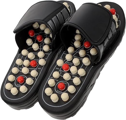 Milisten Acupoint Foot Massage Slipper Reflexology Sandals Anti-Slip Indoor Massage Shoes with Removable Rotating Acupuncture Points Size 38 Black