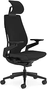 Steelcase Gesture Ergonomischer Bürostuhl mit 360° Armlehnen, 3D-Live Back Lumbalstütze, anpassbarer Kopfstütze Black/Schwarz