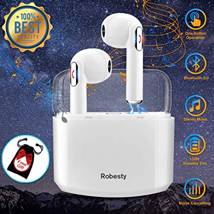 Wireless Earbuds,Bluetooth Earbuds Wireless Headphones Bluetooth Headset HiFi Stereo Wireless Earbuds with Microphone Mini Sports Earpieces in Ear Wireless Earphones for iOS Android Phones White