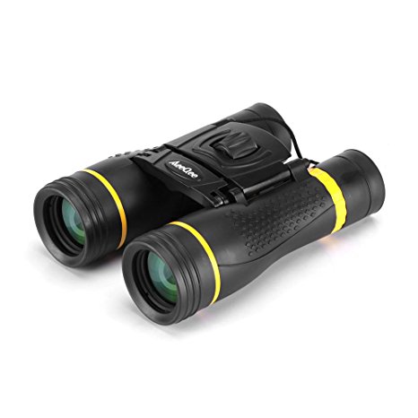 MeeQee12x40 Folding Binocular Telescope with FMC Bak4 Prism Low Light Night Vision Wide Angle Compact Binocular for Travel, Hunting, Bird Watching, Sports, Games and Concerts (Black and Yellow)