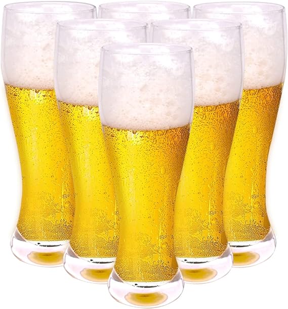 BPFY 18oz Beer Glasses Set of 6 Pilsner Beer Glass Craft Beer Glasses Beer Glassware Cup Bar Beer Glasses Pub Beer Glasses Classic Beer Glasses for Men