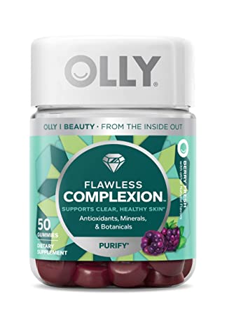 OLLY Flawless Complexion Support Clear Healthy Skin, Dietary Supplement, 50 Gummies: Flawless Complexion (25 Day Supply)