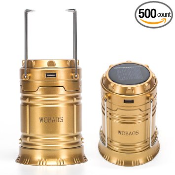 LED Lantern Flashlights - Camping Lantern-Portable Outdoor Water Resistant camp Light Ultra Bright Rechargeable Lantern, Solar Lights（Golden,Collapsible）