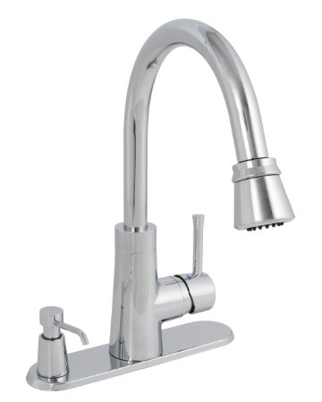 Premier 120076 Essen Lead-Free Single-Handle Pull-Down Kitchen Faucet with Soap Dispenser, Chrome
