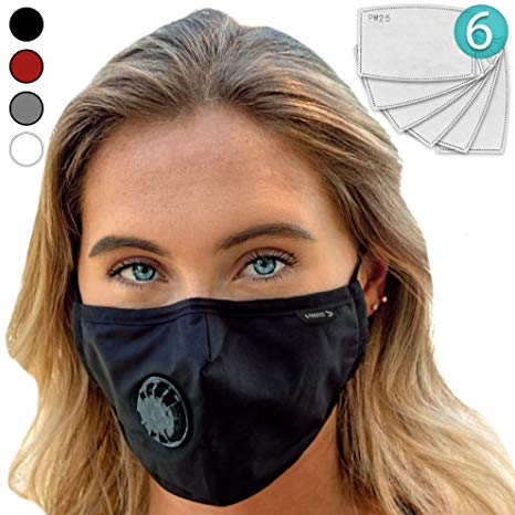 Face Mask: Best Air Pollution UNIVERSAL FIT Dust Masks   6 N99 Filter. Carbon Respirator & DustProof Safety Cover Mouth from Gas Exhaust Smoke, Pollen, Paint. Cycling Running For Women Men Kids (BLK)