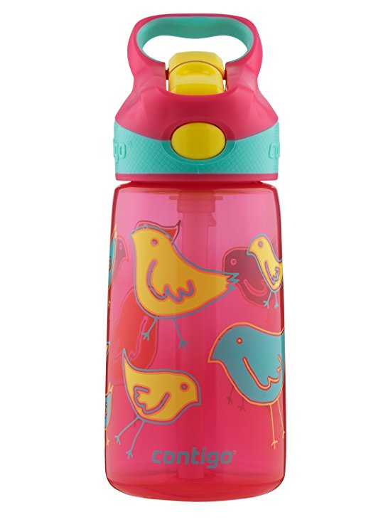 Contigo AUTOSPOUT Straw Striker Kids Water Bottle, 14 oz., Cherry Blossom Birds