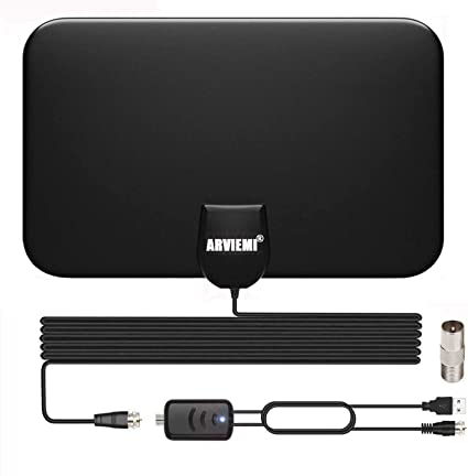 TV Aerial, Indoor TV Aerial, Over 120 Miles Long Range Access Freeview TV Aerial- Support 4K 1080P HD/VHF/UHF Freeview Channels for All Types Built-in Tuner Home Smart Television/Radio【2021 Version】