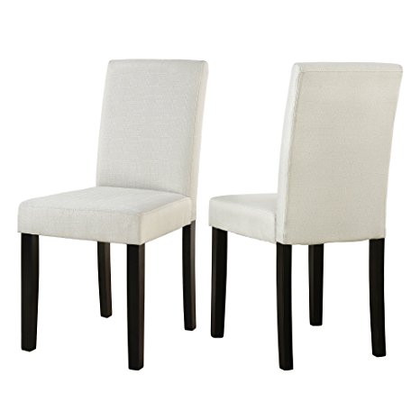 LSSBOUGHT Classic and Modern Fabric Dining Chairs Dining Room Chair with Solid Wood Legs Set of 2(Beige)