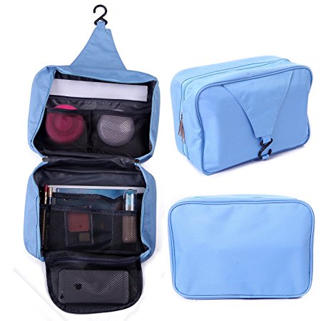 HDE Personal Travel Shower Organizer Hanging Toiletry Wash Bag Bathroom Tote (Baby Blue)