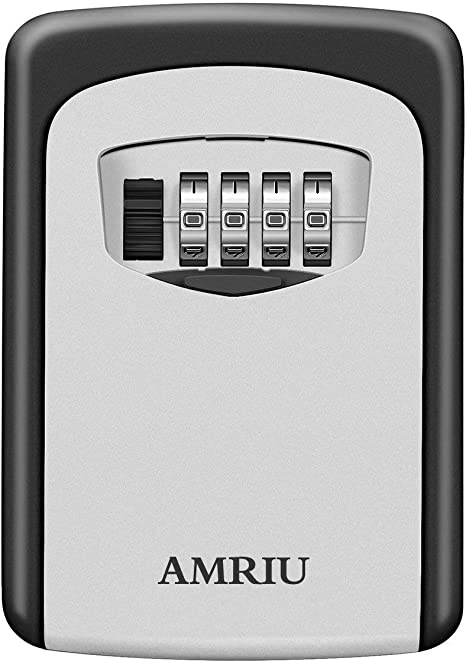 AMRIU Combination Key Lock Box - More Convenient Key Box - Best Outdoor Wall Mounted Key Box - Set Your Own Combination - Great for Elderly Parents Spare House Keys