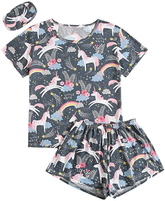 DIDK Women's Donut Print Tee and Shorts Pajama Set