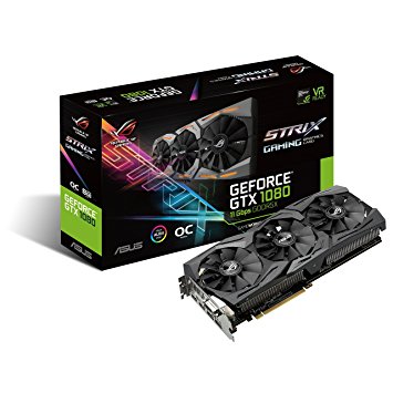 ASUS ROG-STRIX-GTX1080-O8G-11GBPS ROG Strix GeForce GTX 1080 8GB 11Gbps OC Edition VR Ready HDMI DP DVI Gaming Graphics Card