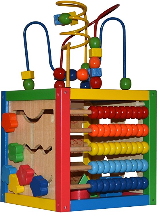 Play22 Activity Cube With Bead Maze - 5 in 1 Baby Activity Cube Includes Shape Sorter, Abacus Counting Beads, Counting Numbers, Sliding Shapes, Removable Bead Maze - My First Baby Toys - Original