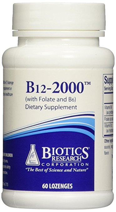 Biotics Research - B12-2000 with Folic Acid and B6 - 60 Lozenges