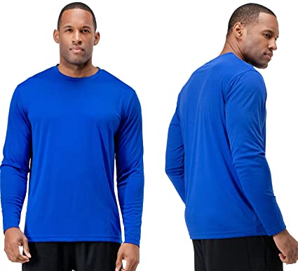 DEVOPS Men's 2 Pack UV Sun Protection (UPF 50 ) Outdoor Long Sleeve Workout Performance T-Shirts