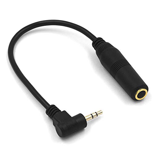 VCE 90 Degree 3.5mm Male to 6.35mm Female Gold Plated Audio Stereo Jack Cable Adapter-9.4inch