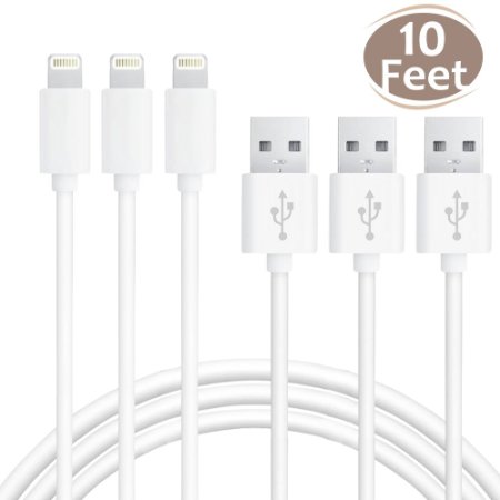 XPAC® 10 Feet iPhone Lightning Cable Certified Charging Connector for iPhone, iPad and iPod (3 Pack)