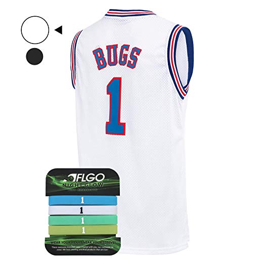 AFLGO Bugs #1 Space Jersey Basketball Jerseys Include Set Glow in The Dark Wristbands S-XXL Black