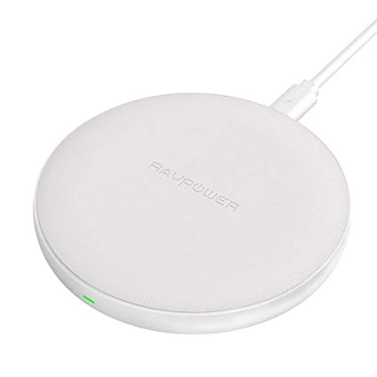 Wireless Charger RAVPowerQi-Certified Wireless Charging Pad for iPhone XS/XR/XS Max/8/8 Plus,Galaxy S9/S8/Note 8 and All Qi-Enabled Devices, Qi Charger with Anti Slip Design (white)