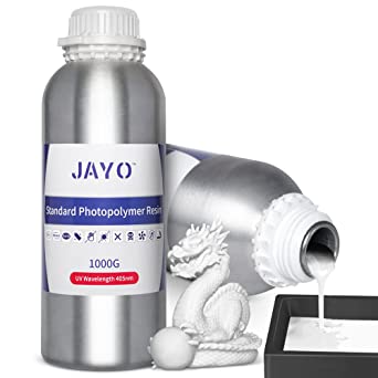 JAYO 3D Printer Photopolymer Resin, 405nm UV Light Curing Standard Resin, Suitable for 2K 4K 6K 8K LCD 3D Printers, White 1000g