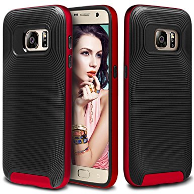 Galaxy S7 Case, Coolden Ultra Exact Fit Defender Shield Galaxy S7 Case Non-slip Grip Cover Slim Fits Rugged Flexible Armor for Galaxy S7 - Red