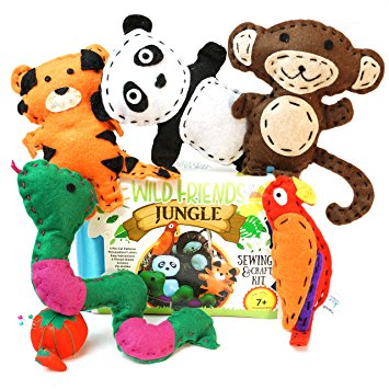 Wild Friends Jungle Sewing & Craft Kit - Tiger, Monkey, Parrot, Snake, Panda