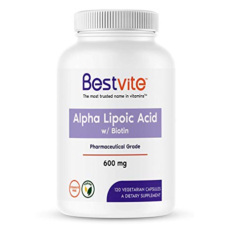Alpha Lipoic Acid 600mg with Biotin to Enhance Absorption (120 Vegetarian Capsules) - No Stearates - No Fillers - Vegan - Non GMO - Gluten Free